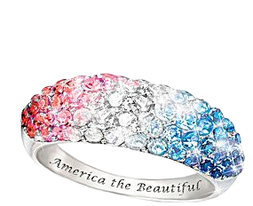America The Beautiful Red, White And Blue Patriotic Womens Ring