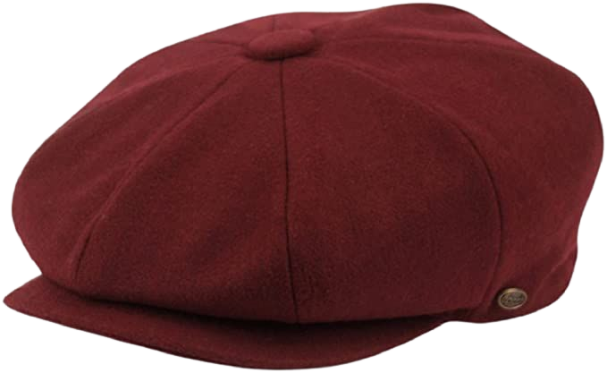 Men's Classic 8 Panel Wool Blend Newsboy Snap Brim Collection Hat (Medium, 1595-Burgundy) at Amazon Men’s Clothing store
