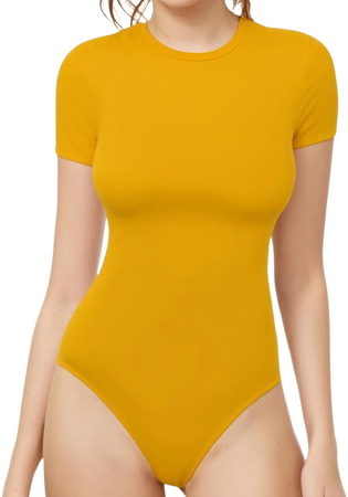 Amazon.com: MANGOPOP Women's Crew Neck Short Sleeve Long Sleeve T Shirts Bodysuit Jumpsuit (Short Sleeve Ginger, Medium) : Clothing, Shoes & Jewelry