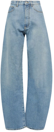 High Rise Barrel Leg Jeans in Blue - Alaia | Mytheresa