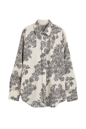 Shirt with a Sheen - Cream/black floral - Ladies | H&M US