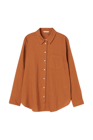 Linen-blend Shirt - Rust brown - Ladies | H&M US
