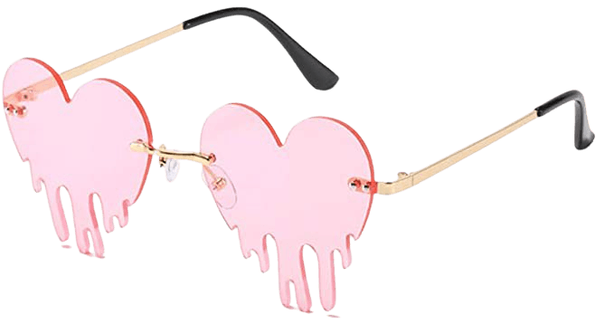 Amazon.com: Dripping Heart Sunglasses Men/Women Rimless Melting heart shaped Colorful Party Glasses Unique trendy Streetwear eyewear : Clothing, Shoes & Jewelry