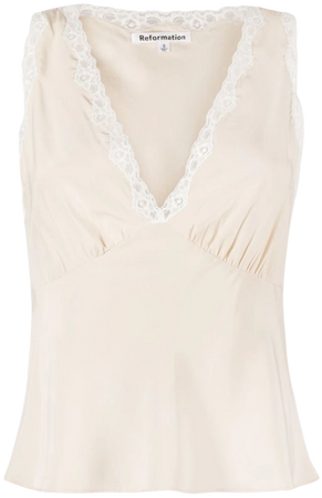 Reformation Valentina lace-trimmed Silk Blouse - Farfetch