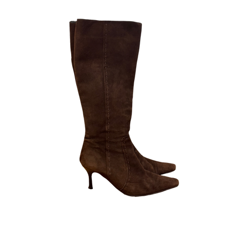 vintage brown suede pointy boots