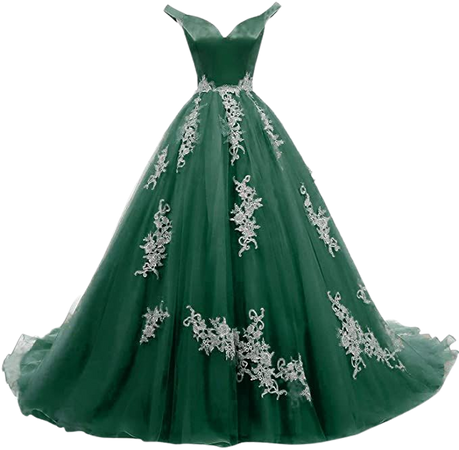 Amazon.com: Formal Lady Womens Off Shoulder V Neck Evening Dresses Long Lace Tulle Quinceanera Prom Ball Gown F009 Mint: Clothing