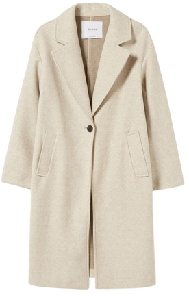 Drop-shoulder synthetic wool coat - Jackets - Woman | Bershka