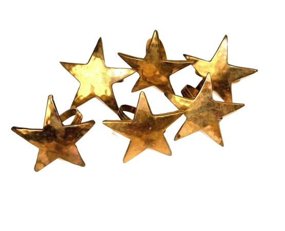 Lot of 6 Vtg Hammered Brass Star Napkin Ring Holder Celestial Astrology Mod | eBay