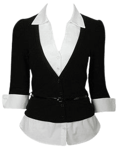 White Button Up Shirt w/ Black Cardigan