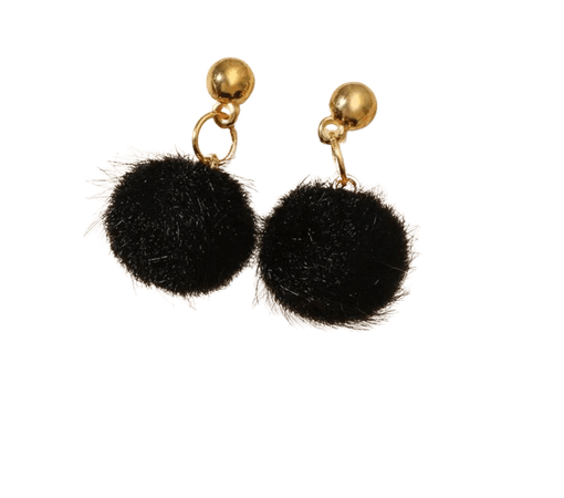 black puff earrings