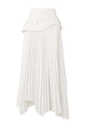White Asymmetric layered pleated twill skirt | A.W.A.K.E. MODE | NET-A-PORTER