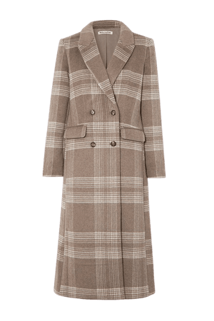 Beige York double-breasted checked woven coat | Reformation | NET-A-PORTER