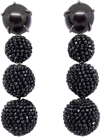 58 Carat Black Diamond Tahiti Pearl White Gold Handcrafted Detachable Earrings For Sale at 1stDibs