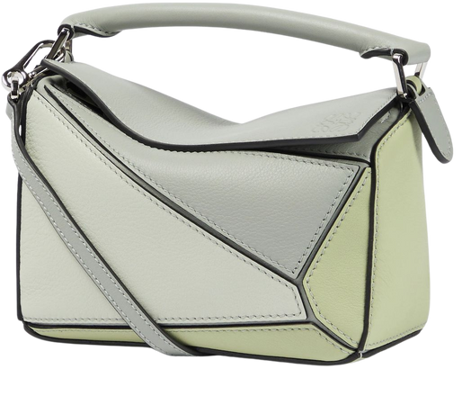 Puzzle Mini Leather Shoulder Bag in Grey - Loewe | Mytheresa