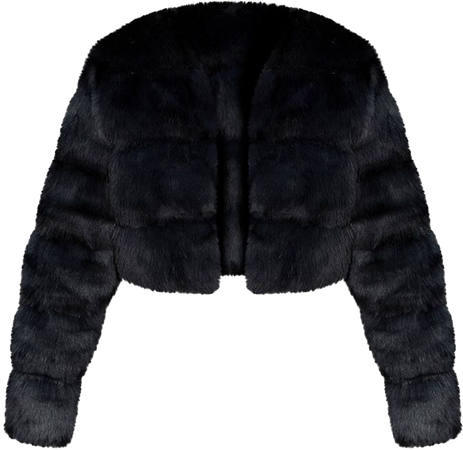 Black Premium Cropped Faux Fur Bubble Coat | PrettyLittleThing USA