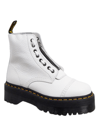 Dr Martens Sinclair flatform zip leather boots in white | ASOS