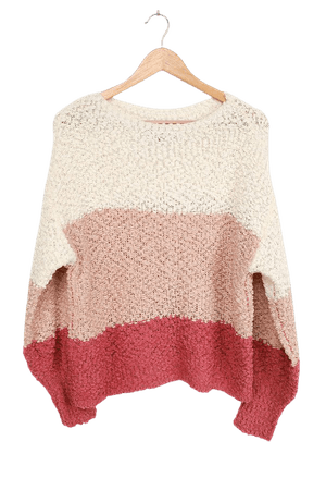 Cute Ivory Color Block Sweater - Chenille Sweater - Sweater - Lulus