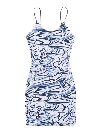 Marble Print Cami Dress | SHEIN USA blue