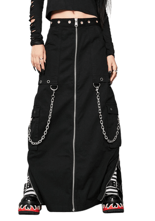 Widow Cyber Goth Maxi Skirt - Black | Dolls Kill