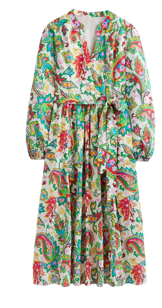 Jen Cotton Midi Dress - Ivory, Paisley Azure Medium | Boden US