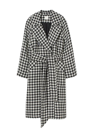 Houndstooth-patterned Coat - Black/houndstooth-patterned - Ladies | H&M CA