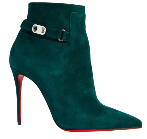 Christian Louboutin dark green Lock So Kate Booties Suede Ankle Boots heels