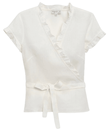 off white linen wrap shirt