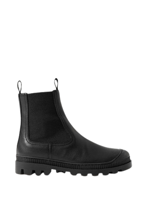 Rubber-trimmed Leather Chelsea Boots - Black