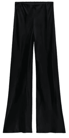 RIB LEATHER PANTS ZW COLLECTION - Black