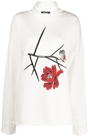 Shop UNDERCOVER floral-print high-neck sweatshirt with Express Delivery - FARFETCH