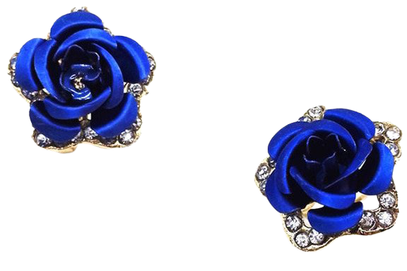 blue rose earrings