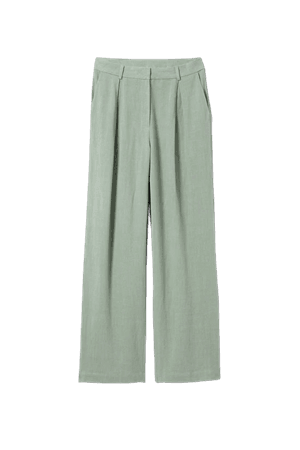 Lilah Linen Mix Trousers - Khaki green - Weekday WW