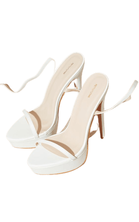 White Wide Fit Pu Platform Strappy High Heels | PrettyLittleThing USA