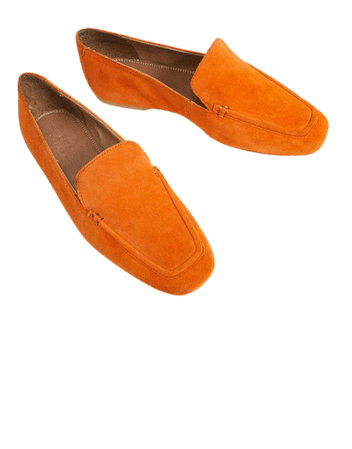 ASOS DESIGN mouse suede loafers in orange | ASOS