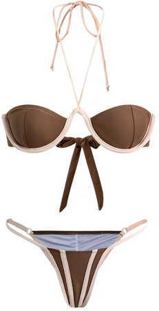 Contrast Tie Halter Bikini Set – Micas