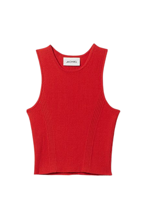 Fitted Rib-Knitted Tank Top - Red - Monki WW