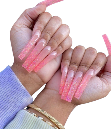 long pink blush nails