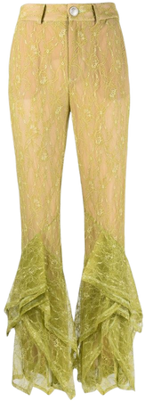 Koché floral-lace Flared Trousers - Farfetch
