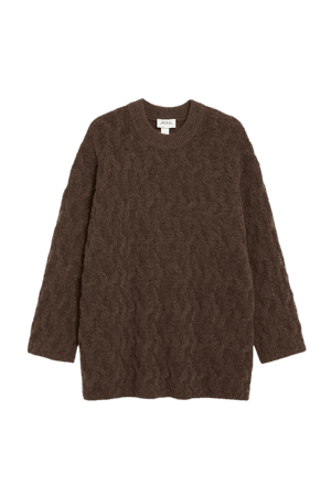 Brown oversized cable knit sweater - Brown - Monki WW