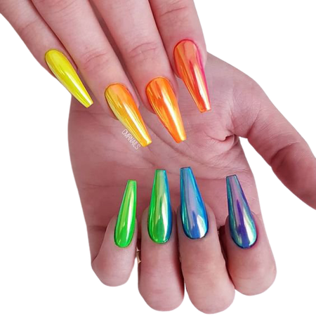 Rainbow holographic acrylic nails
