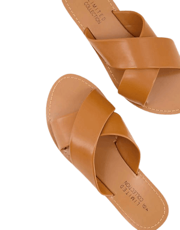 Yours Wide Fit cross strap sandals in tan | ASOS