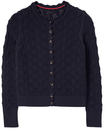 Scallop Crochet Cardigan - Navy | Boden US