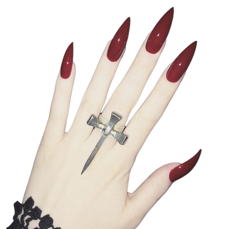 Dark Red Stiletto Goth Nails