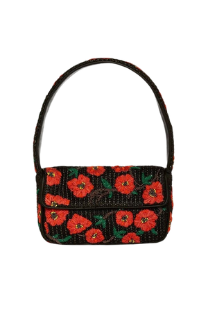 black and red floral bag