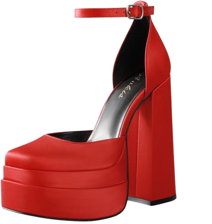 Amazon.com: Ankis Red Chunky Platform Heels Closed Toe Heels for Women 5.7in Square Toe Platform Pumps Red Satin Platforms Heels Red Dress Shoes for Wedding Party Prom Pumps Shoes Red High Heels,Red,Size 8 : Clothing, Shoes & Jewelry