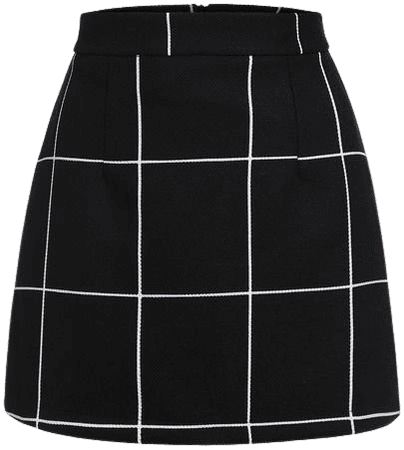 Black Plaid Mini Skirt