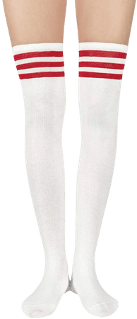 Amazon.com: Zando Womens Thigh High Socks Over Knee Stockings Thin Striped Casual Long Socks Athlete 1 Pack White Red: Clothing
