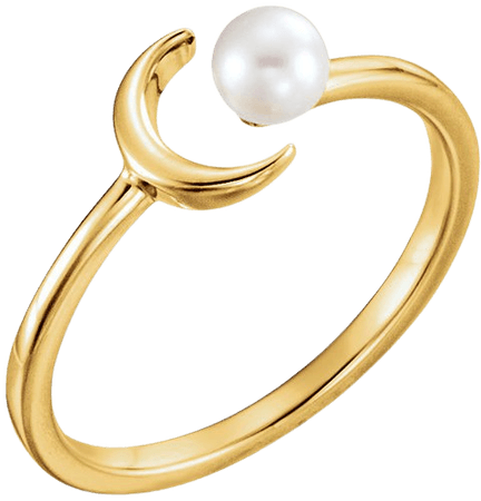 Crescent Moon Ring and Pearl | Wedding Bands & Co.