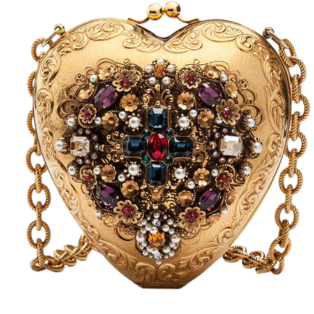 Women's Clutches, Mini and Micro Bags | Dolce&Gabbana - MY HEART METAL AND FILIGREE BAG WITH JEWEL EMBROIDERY
