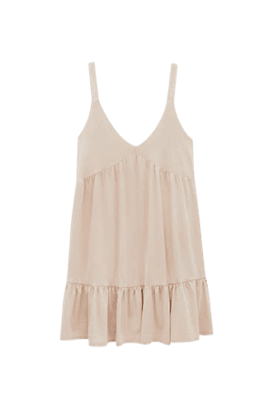 Short strappy dress with ruffles - pull&bear
